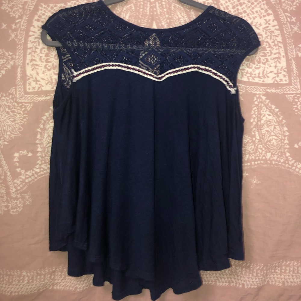 RUE 21-Lace scooped neck+Navy Blue//Small